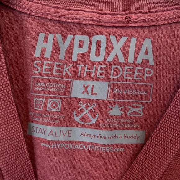 Hypoxia Anguila Pigment T-Shirt Men's Maroon Red XL Spearfishing Cotton Tee - Picture 2 of 13